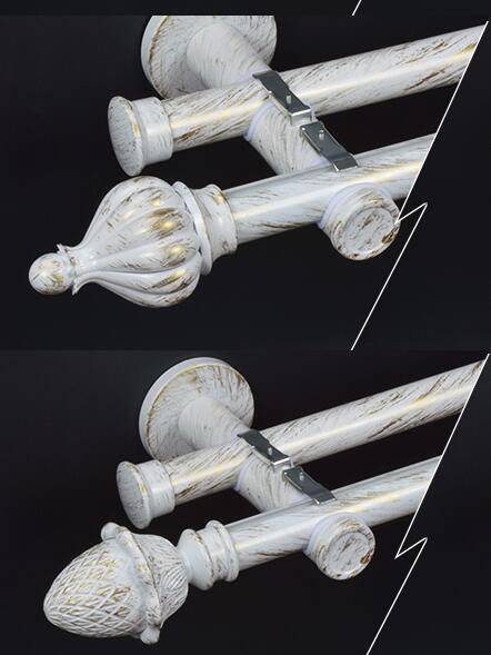 28mm Ball Cone Finial Metal Double Curtain Rod Set Custom