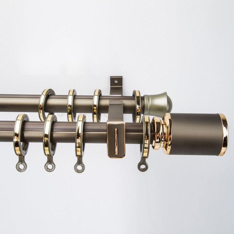 QYRY0322 Red And Gold Double Curtain Rods For Living Room Customize