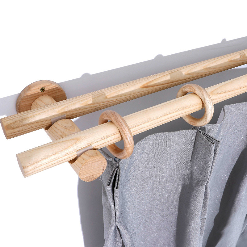QYT03 29mm Ash Wood Single Double Curtain Rod Sets Curtains4Australia