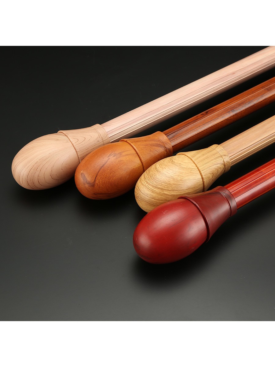 QYT2921 28mm Colorful Wood Grain Double Curtain Rod Set Egg Finial