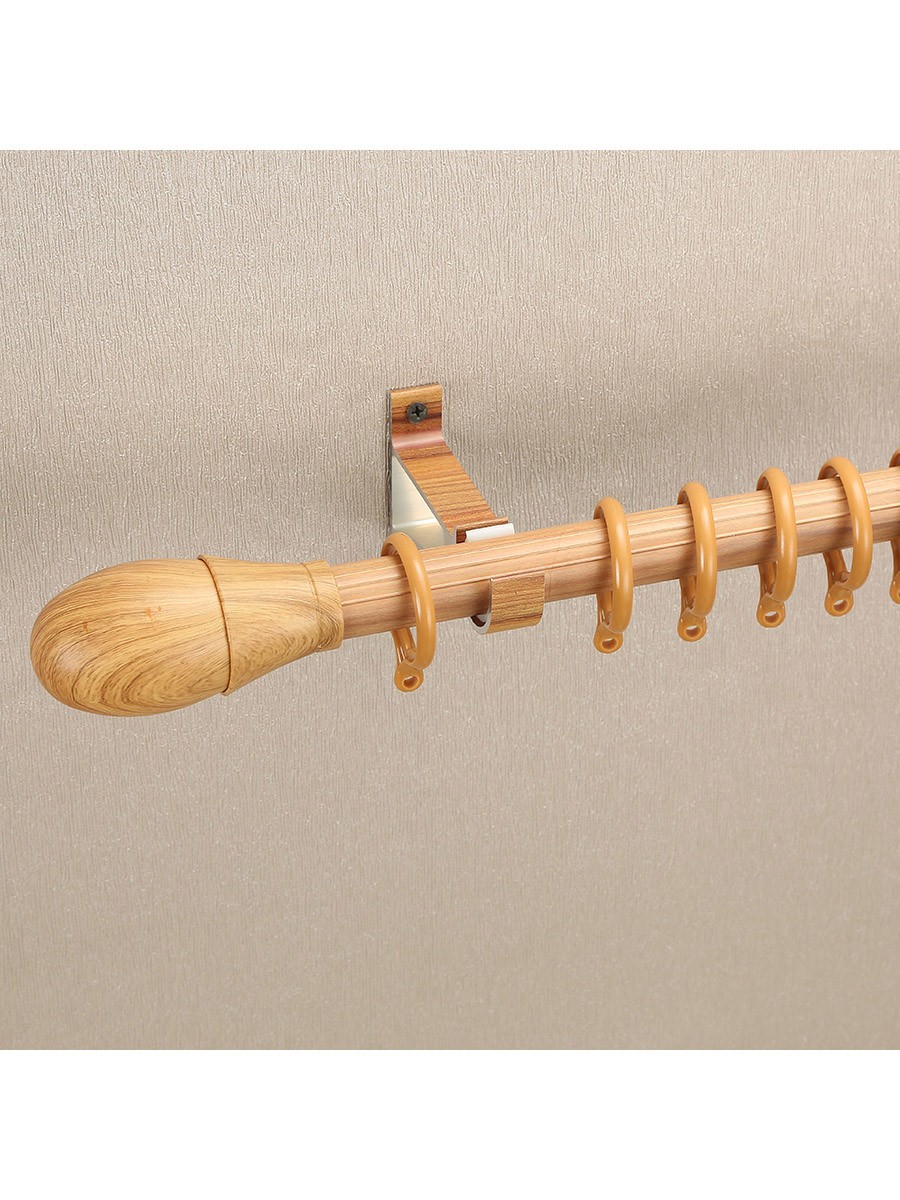 Qyt2920 28mm Colorful Wood Grain Single Curtain Rod Set