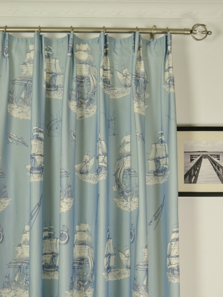 Poseidon Nautical Print Blackout Custom Made Curtains