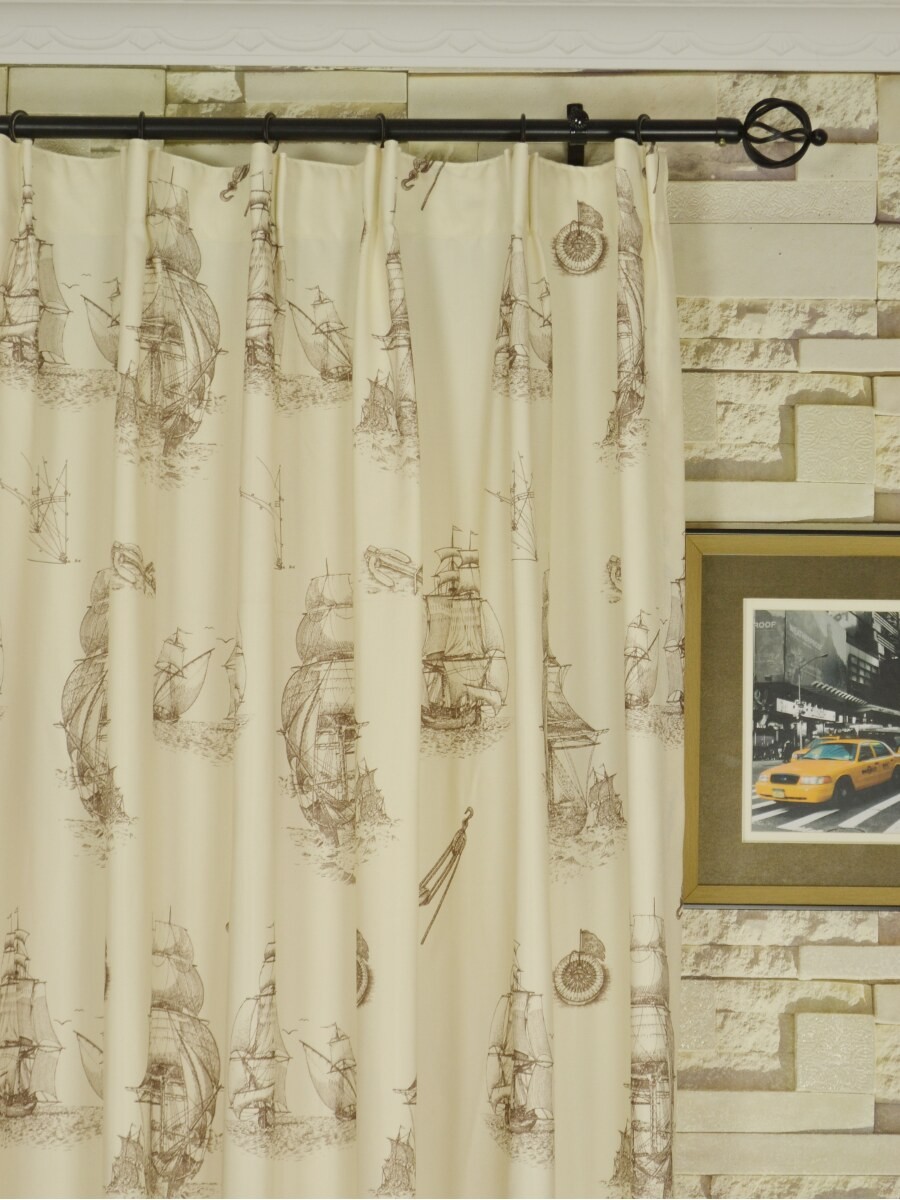 Poseidon Nautical Print Blackout Custom Made Curtains