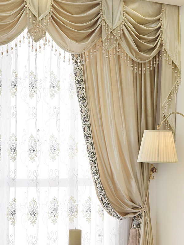 Twynam Beige And Yellow Waterfall And Swag Valance And