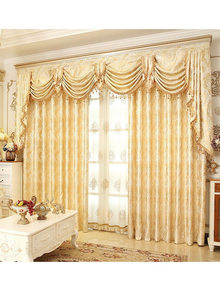 Baltic Jacquard Yellow Blue Coffee Color Floral Waterfall
