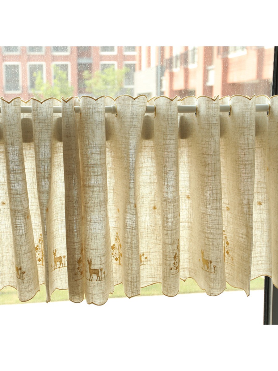 Lind Elk Embroidered Ready Made Eyelet Kitchen Cafe
