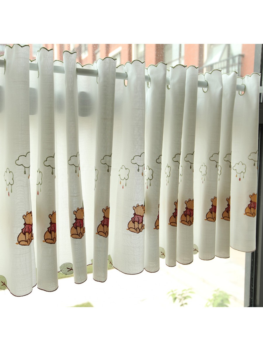 Lind Panda Embroidered Ready Made Eyelet Kitchen Cafe