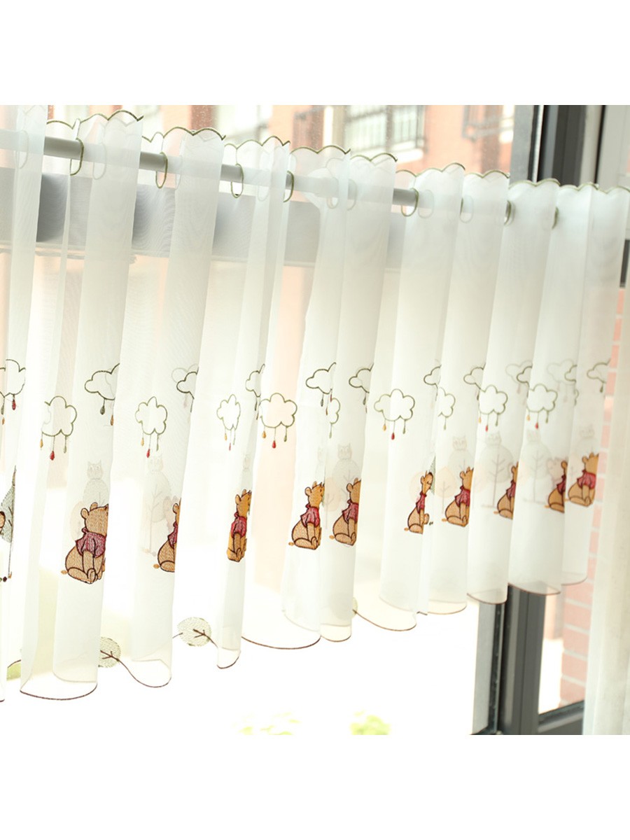Lind Panda Embroidered Ready Made Eyelet Kitchen Cafe
