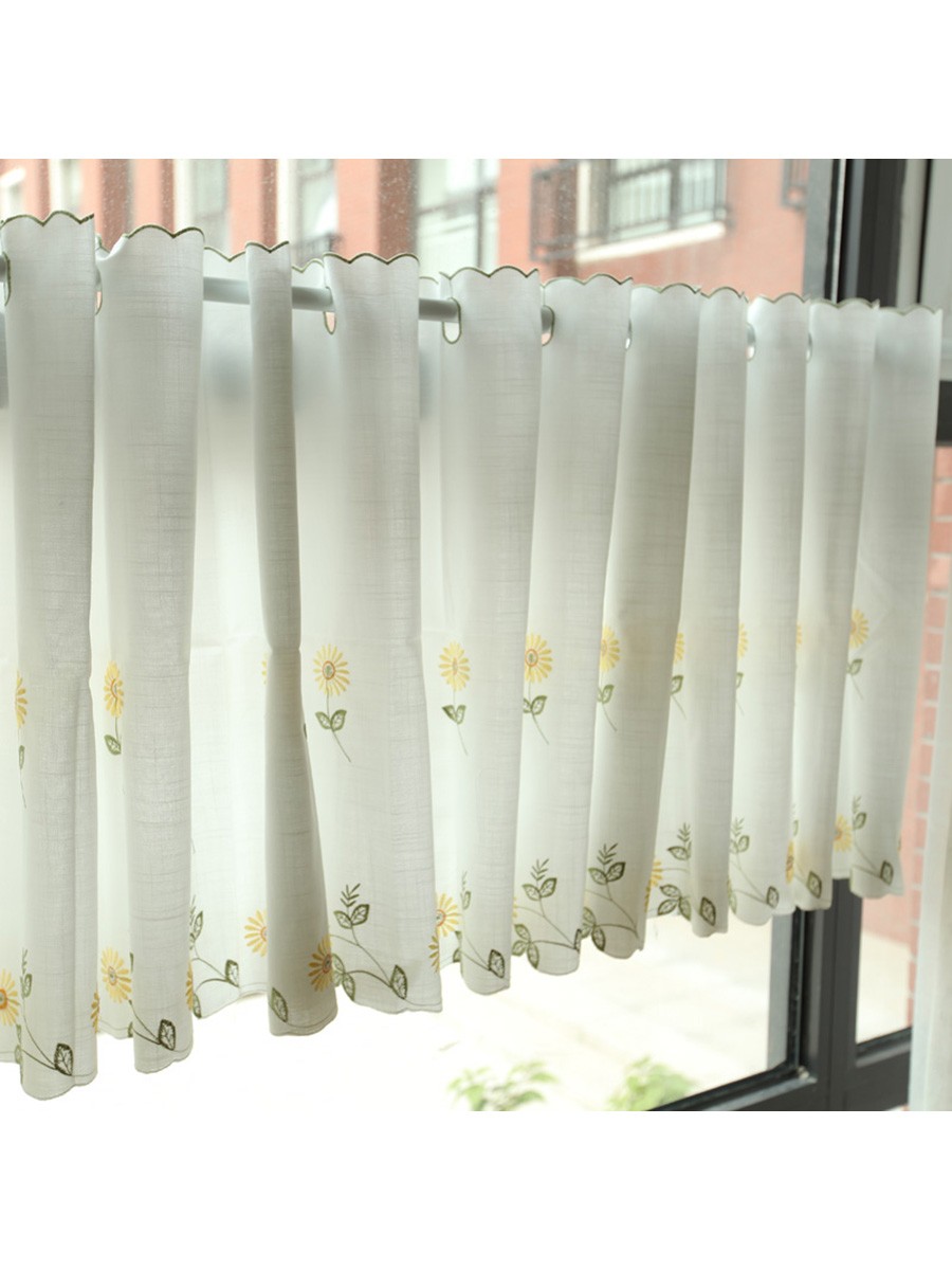 Lind Daisy Embroidered Ready Made Eyelet Kitchen Cafe