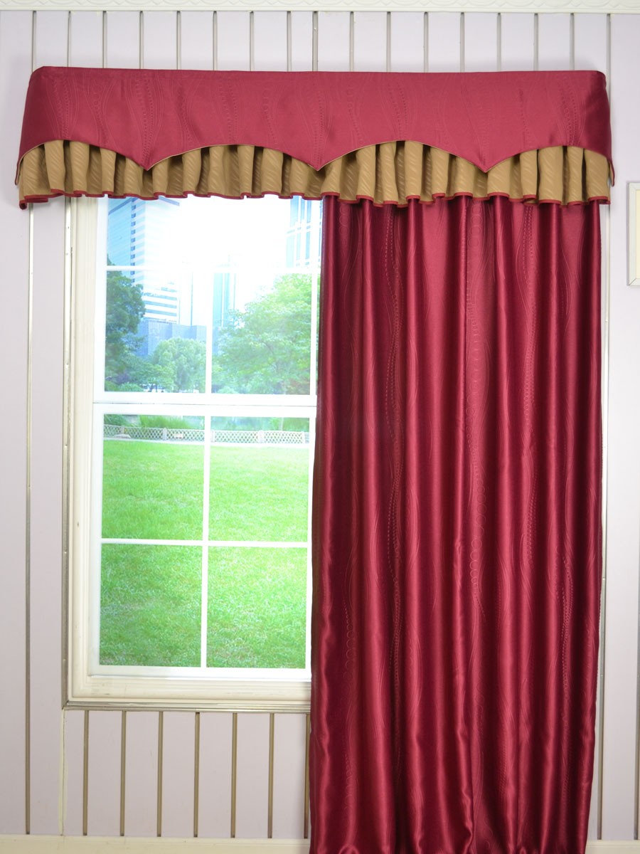 Geometric Twolayered Wave and Box Pleat Valance and Curtains Custom Online Custom Curtains