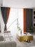 QYFL221B Barwon Plain Dyed Beautiful Grey Orange Custom Made Faux Linen Curtains For Living Room Bed Room