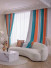 QYFL224B On Sales Petrel Orange Blue Grey Stripe Chenille Custom Made Curtains