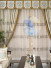 QYHL226EA Silver Beach Embroidered Flowers Faux Silk Pleated Ready Made Curtains