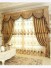 On sales!!! Baltic Embroidered Brown Beige color Floral Waterfall and Swag Valance and Sheers and Chenille Velvet Curtains Pair