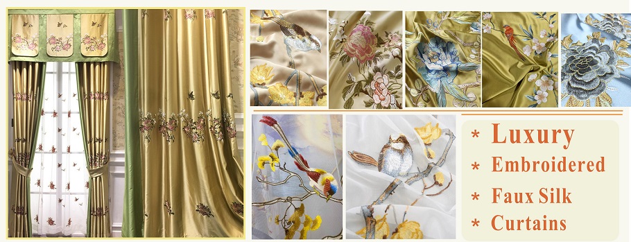 New Arrivals Embroidered Faux Silk Curtains