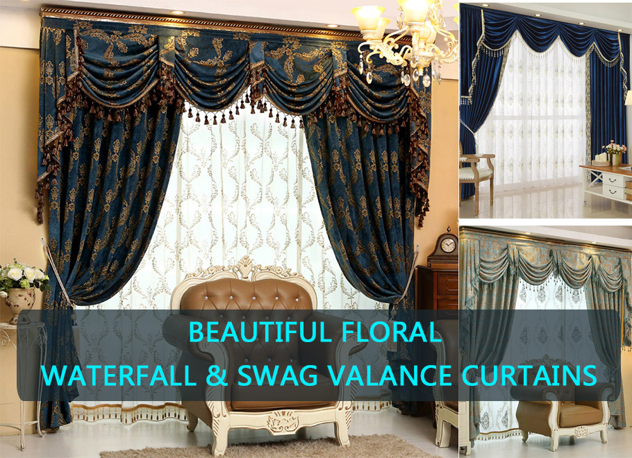 Beautiful Floral Waterfall and Swag Valance Curtains